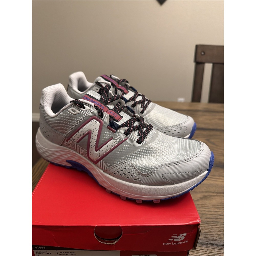 New Balance 410v8 Women Trail Shoes Grey/Marine Blue Scorpio Sz 9 …Y2